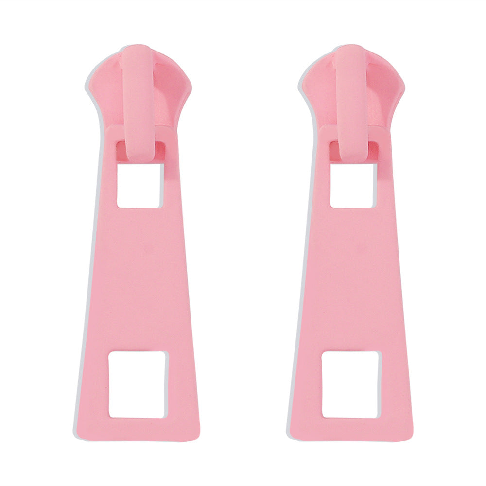 Wholesale Creative Simple Zipper Colorful Personalized Candy Color Metal Earrings